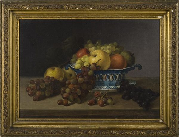 Still-life With Fruit In A Pierced Porcelain Basket Oil Painting by James Peale Sr.