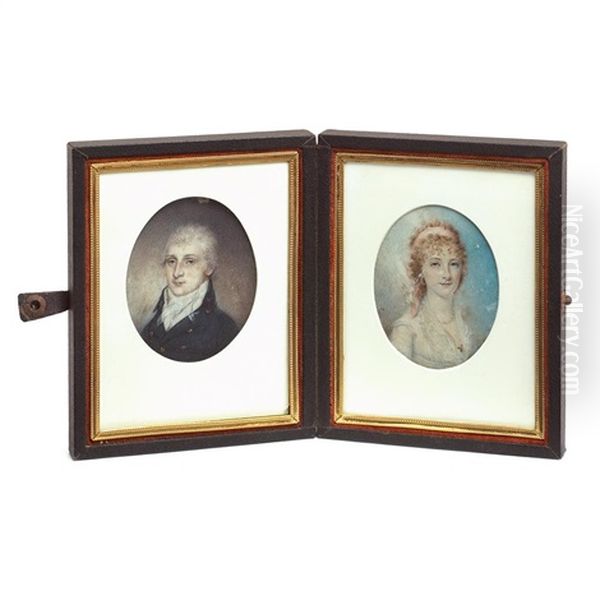 Miniature Portraits Of A Lady And Gentleman Of The Beall Family Oil Painting by James Peale Sr.