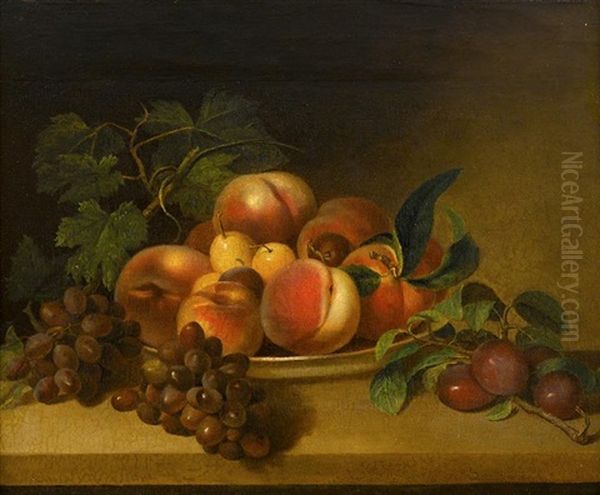 Peaches And Grapes Oil Painting by James Peale Sr.