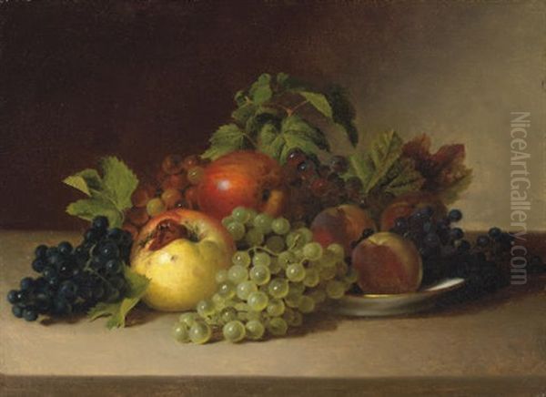 Still Life With Apples And Grapes Oil Painting by James Peale Sr.