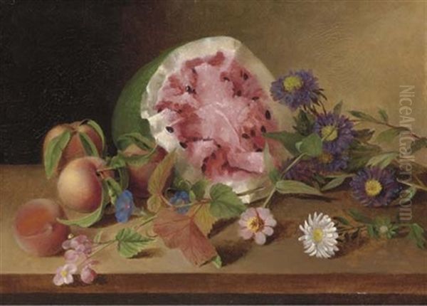 Still Life With Watermelon Oil Painting by James Peale Sr.