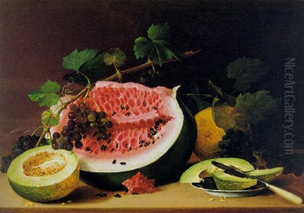 Still Life With Watermelon Oil Painting by James Peale Sr.