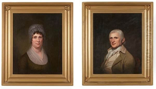 Two Portraits: Zachariah  And Susanna Poulson Oil Painting by Charles Willson Peale