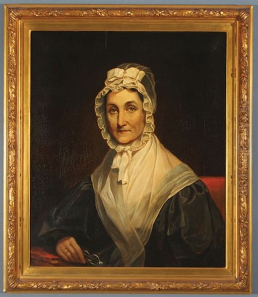 Portrait Of Elderly Woman In Bonnet Holding Glasses Oil Painting by Charles Willson Peale