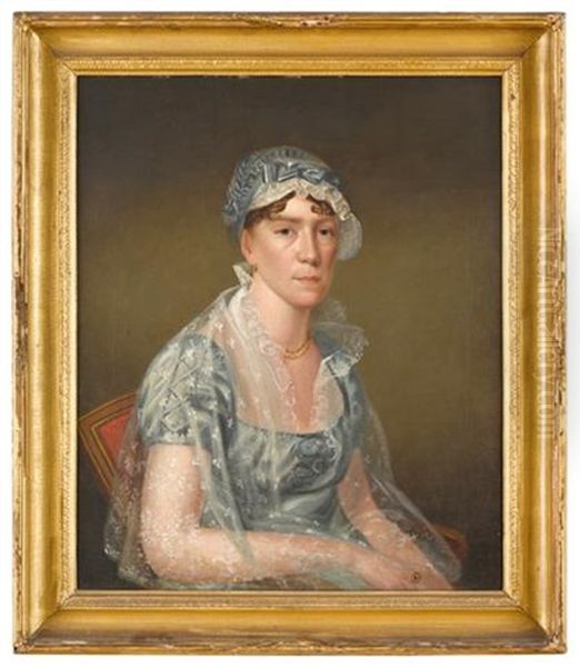 Portrait Of Jane Bell Mercer Of Philadelphia Oil Painting by Charles Willson Peale