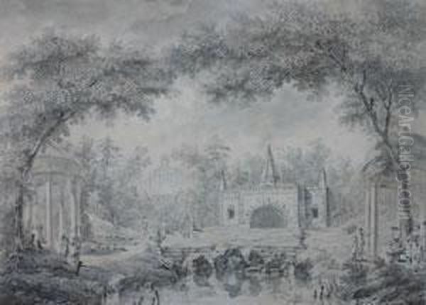 Garden Of Circular Temples Oil Painting by Jacques Francois Blondel