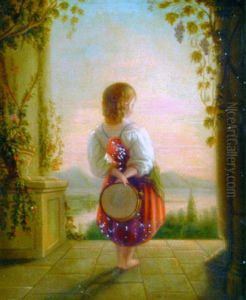 The Little Tambourine Player Oil Painting by Harriet Cany Peale