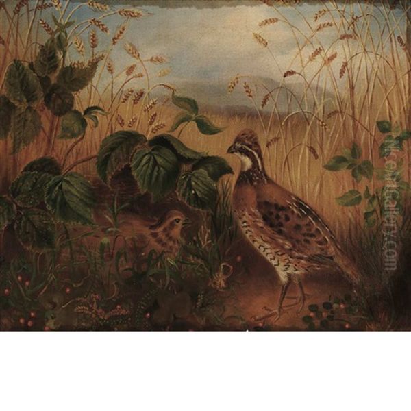 Grouse In Wheatfield Oil Painting by Mary Jane Peale