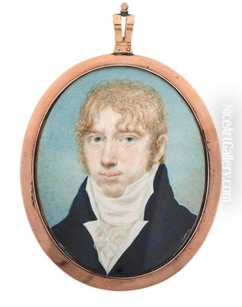 A Portrait Miniature Of A Young Man Oil Painting by Raphaelle Peale