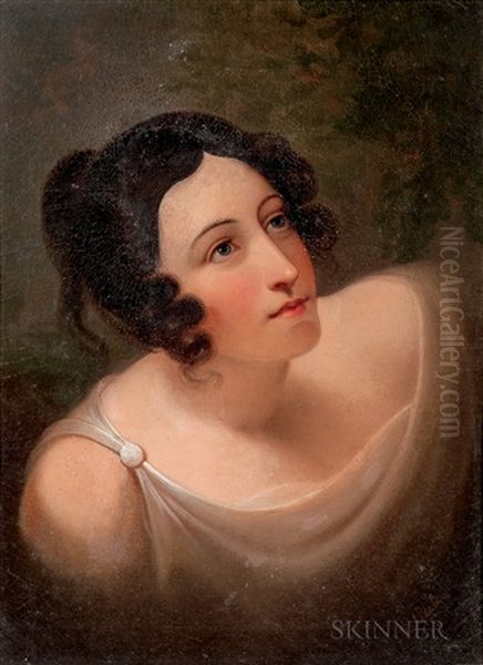 Portrait Head Of A Woman In Neoclassical Dress Oil Painting by Rembrandt Peale