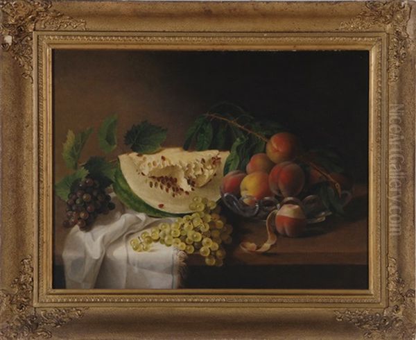 Still Life With Fruit (watermelon And Peaches) Oil Painting by Rubens Peale