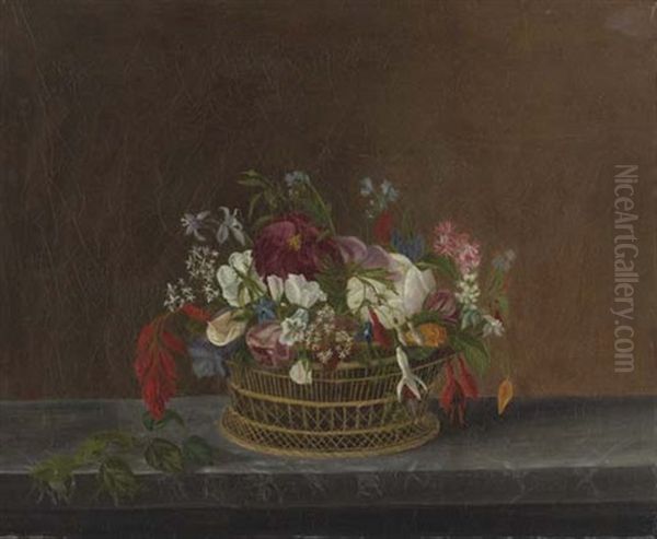 Basket Of Spring Flowers Oil Painting by Rubens Peale