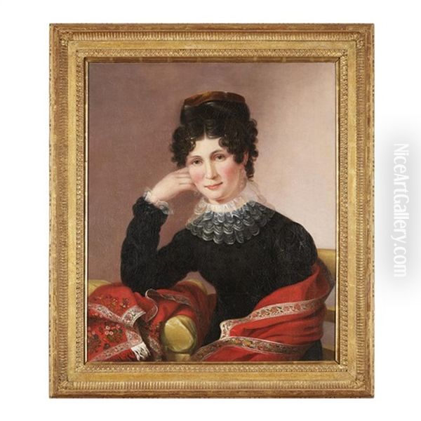 Portrait Of A Young Woman With A Lace Collar Oil Painting by Sarah Miriam Peale