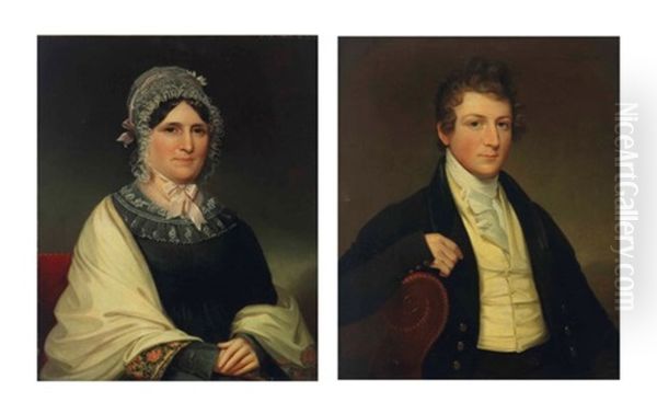 A Pair Of Portraits Of A Lady And A Gentleman Oil Painting by Sarah Miriam Peale