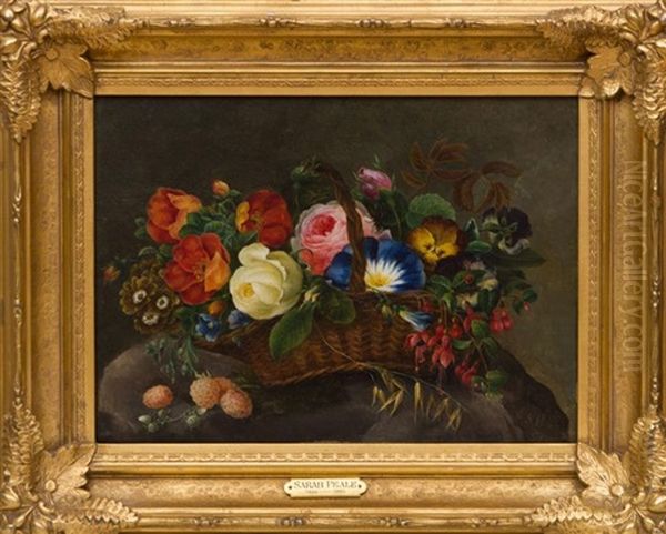 A Basket Of Flowers Oil Painting by Sarah Miriam Peale