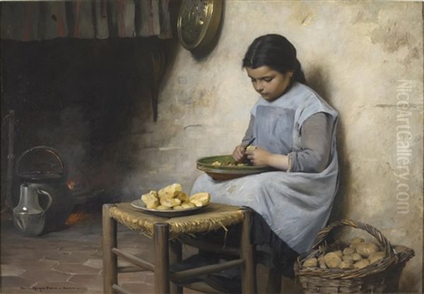 Pierette Et Arlequin Oil Painting by Charles Sprague Pearce