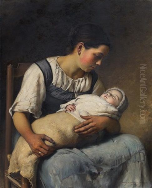 Mother And Child Oil Painting by Charles Sprague Pearce