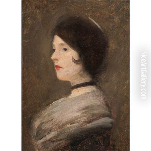 Profile Portrait Of A Woman Oil Painting by Charles Sprague Pearce