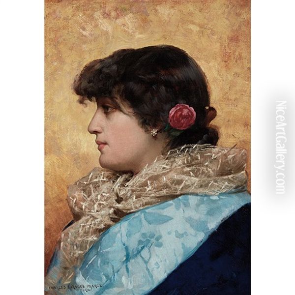 The Blue Shawl Oil Painting by Charles Sprague Pearce