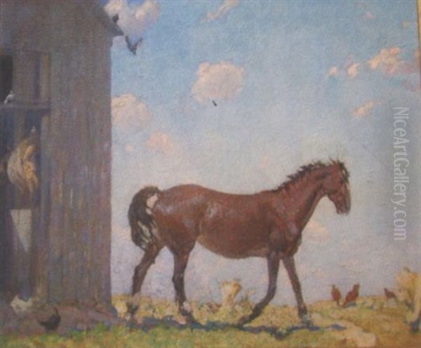 Portrait Of Horse In Barnyard by Joseph Thurman Pearson Jr.