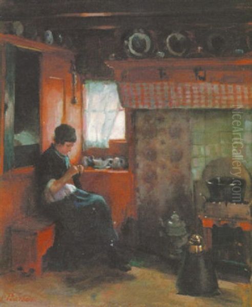 A Dutch Interior Oil Painting by Harry John Pearson