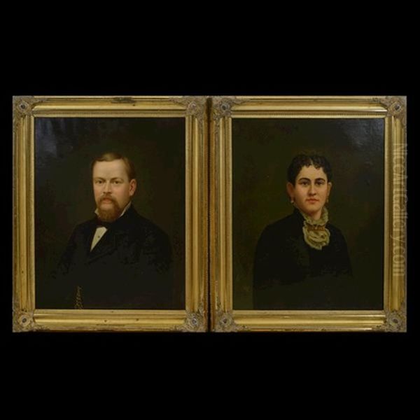 Mr. & Mrs. William John Landers Oil Painting by Francis Marion Pebbles