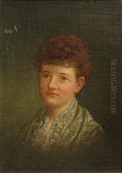 A Portrait Of A Woman Oil Painting by Francis Marion Pebbles