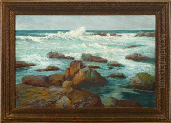 Monterey Oil Painting by Francis Marion Pebbles