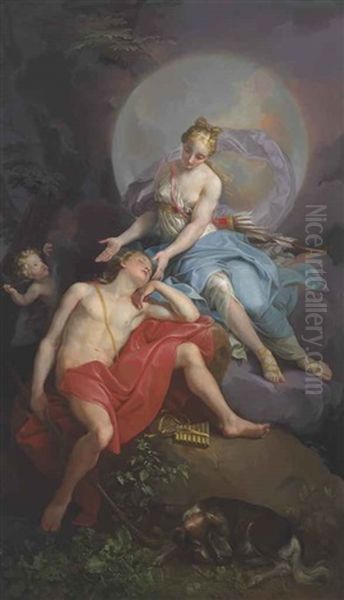 Diana And Endymion Oil Painting by Laurent Pecheux