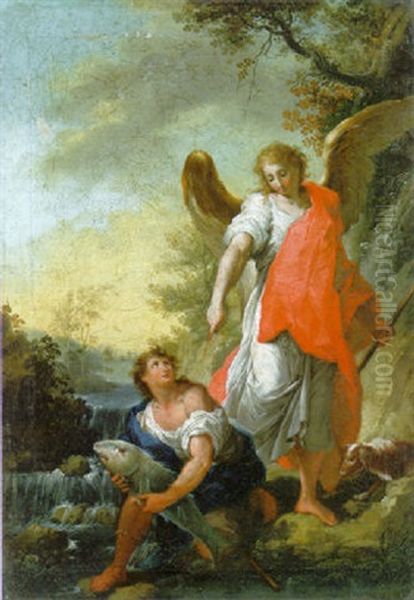 Tobias And The Angel Oil Painting by Laurent Pecheux