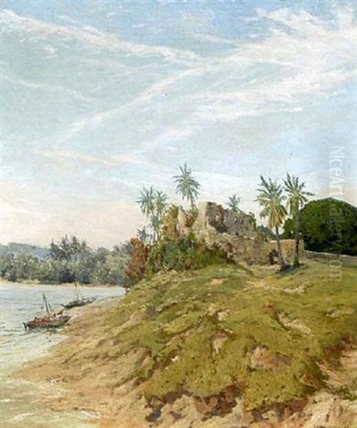 Palastruine Am Wasser Oil Painting by Heinrich Freiherr von Pechmann