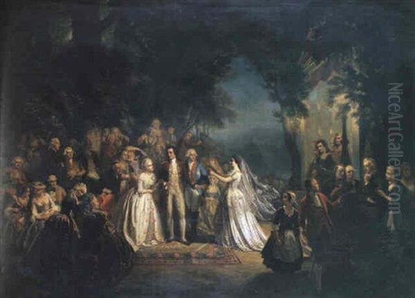 Goethe At The Court Of The Grand Duke Of Baden Oil Painting by August Friedrich Pecht