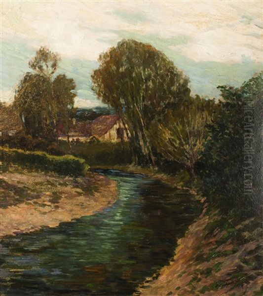 Landscape With Stream Oil Painting by Frantisek Pecinka