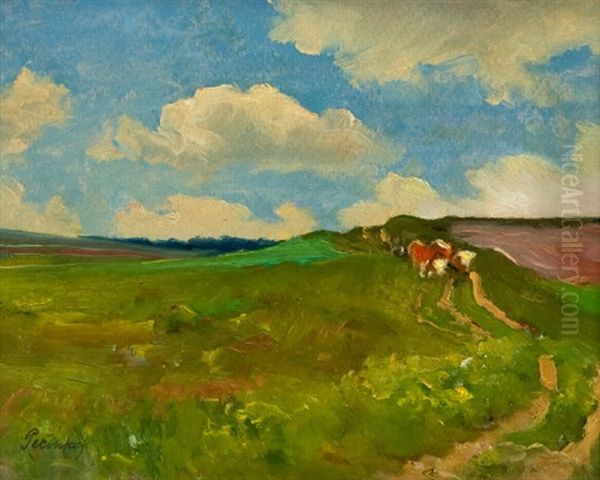 Cestou Z Pole Oil Painting by Frantisek Pecinka