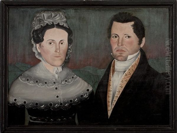 Samuel And Eunice Judkins Of Ulster County, New York Oil Painting by Sheldon Peck