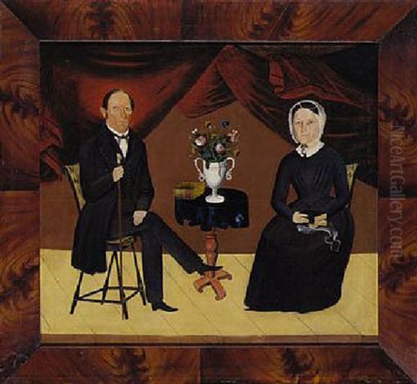 Mr. And Mrs. William Vaughan Of Aurora, Illinois Oil Painting by Sheldon Peck