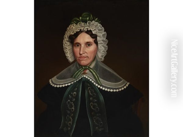 Portrait Of Phebe Brown (mrs. Prescott Brown, Esq.) Oil Painting by Deacon Robert Peckham