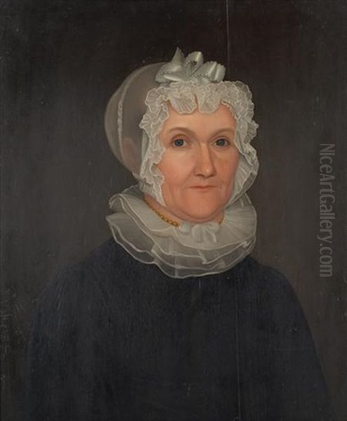 Portrait Of Betsey Baker Thurston Davis Oil Painting by Deacon Robert Peckham