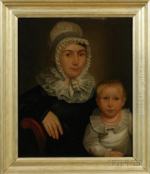 Portrait Of A Mother And Child Oil Painting by Deacon Robert Peckham