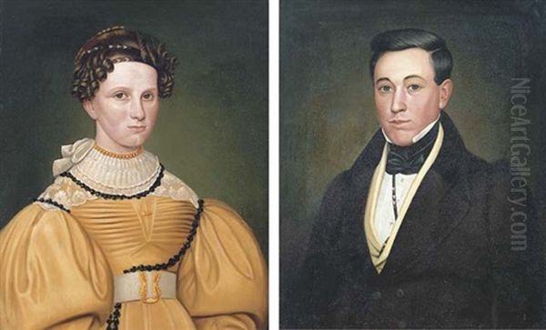 Portraits Of A Lady And A Gentleman (pair) Oil Painting by Deacon Robert Peckham