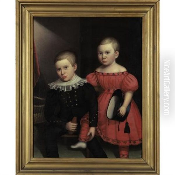 Portrait Of Two Brothers Oil Painting by Deacon Robert Peckham