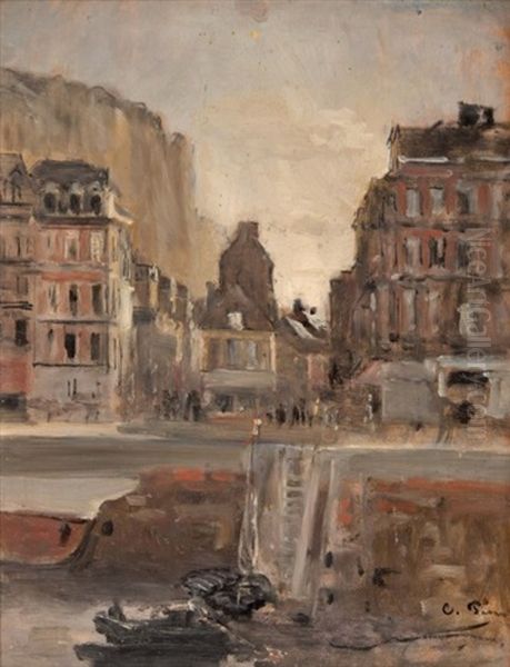 Trouville, Front De Mer Oil Painting by Charles Francois Pecrus