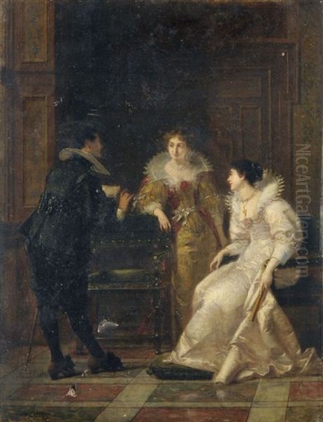 Der Brief Oil Painting by Charles Francois Pecrus