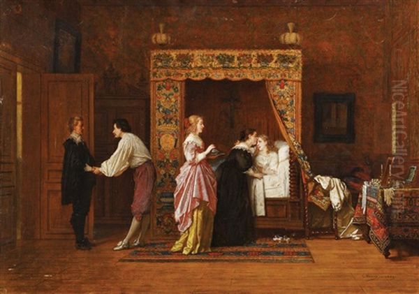 La Visite Des Parents Le Lendemain Des Noces Oil Painting by Charles Francois Pecrus