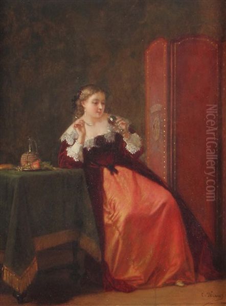 Die Feinschmeckerin Oil Painting by Charles Francois Pecrus