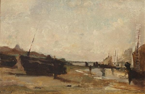 Maree Basse A Trouville by Charles Francois Pecrus