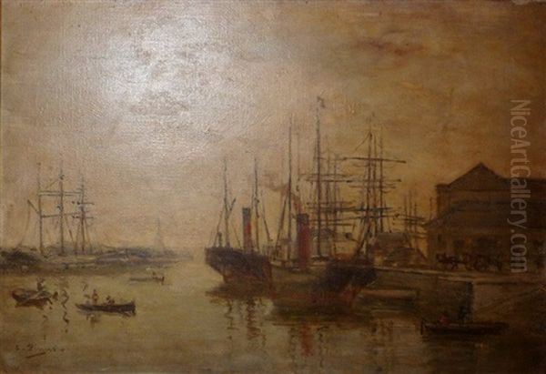 Marine Oil Painting by Charles Francois Pecrus