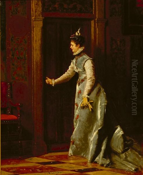 Lady In An Interior by Charles Francois Pecrus