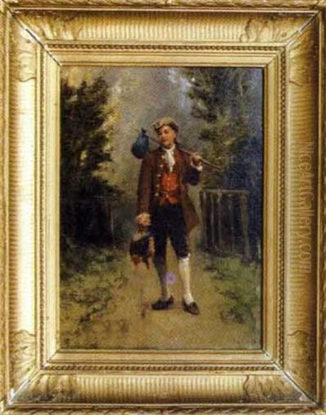 Le Garde Chasse Oil Painting by Charles Francois Pecrus