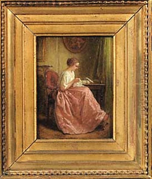 A Berthe Reine Son Portrait A 20 Ans Oil Painting by Charles Francois Pecrus